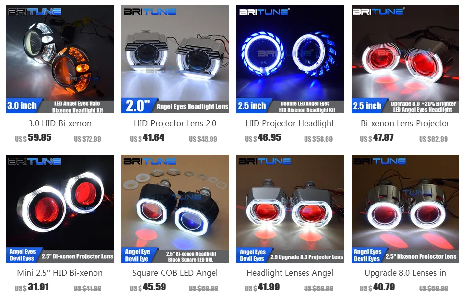 Bi-xenon проектор фары линзы 8,0 H1 HID квадратный светодиодный ангельские глазки DRL двойной COB Halos для H7 H4 авто аксессуары тюнинг