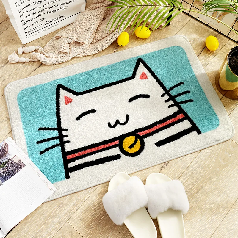 

Bathroom Kitchen Toilet Absorbent Non-slip Mat Flocking Doormat Cute Cartoon Plush Floor Mat Rug Carpet Door Mats Indoor Pad