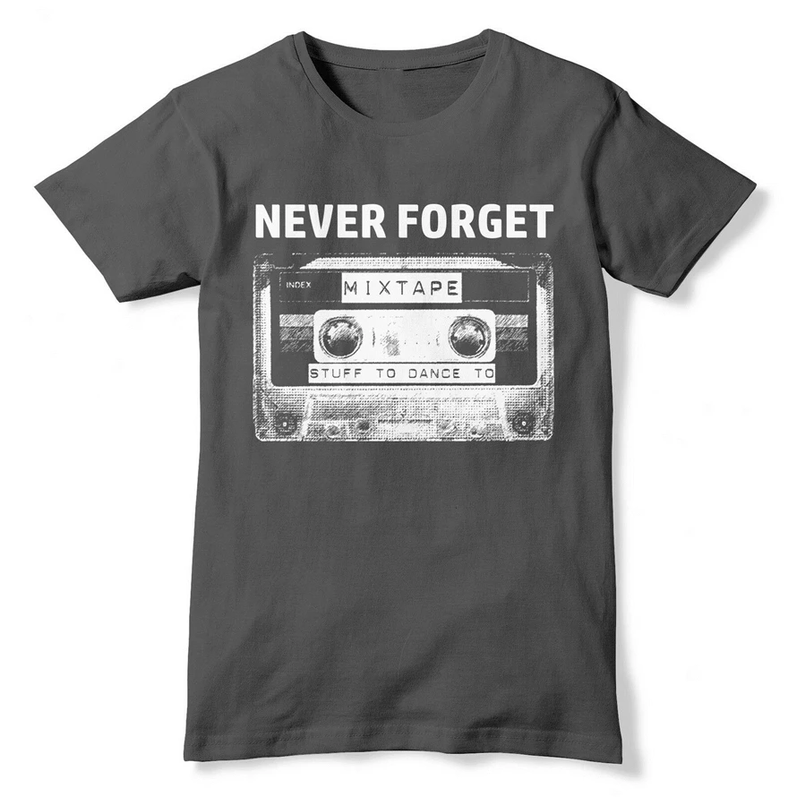 Никогда не забудьте Кассетный скотч футболка Старая школа 80S 90S музыкальный Топ