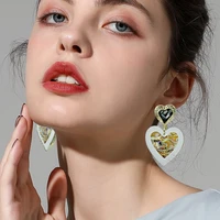 2022 new fashion peach heart ladies earrings acrylic baroque love abalone shell fairy earrings 925 silver stud earrings