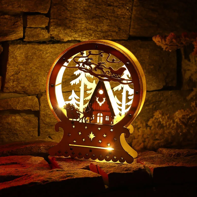 1 шт. мини деревянный дом Рождественская игрушка украшения светящиеся кабины