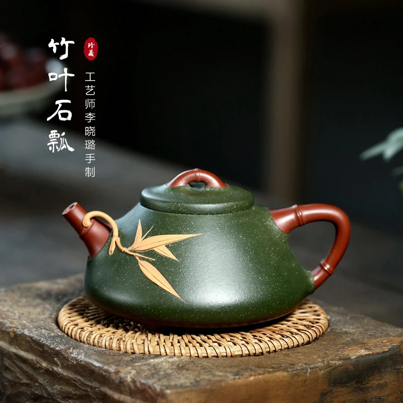 

TaoYuan Тибетский песок] Исин рекомендовано xiao-lu li чистый вручную раструбной руды лазурный бамбуковый грязь каменная Тыква ковш