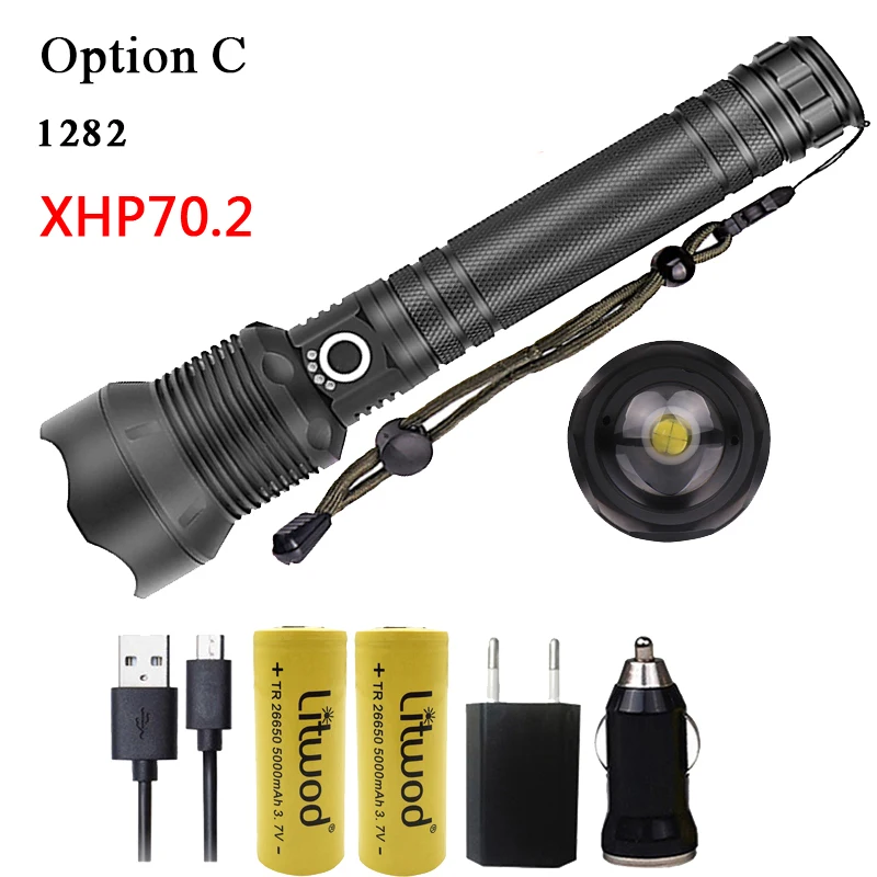 Option C Litwod Z20 люминесцентный фонарь CREE XLamp XHP70.2 1282 высокий мощный тактический светодиодный фонарик Фонарь 26650 фонарь на батарее кемпинга - Испускаемый цвет: Option C