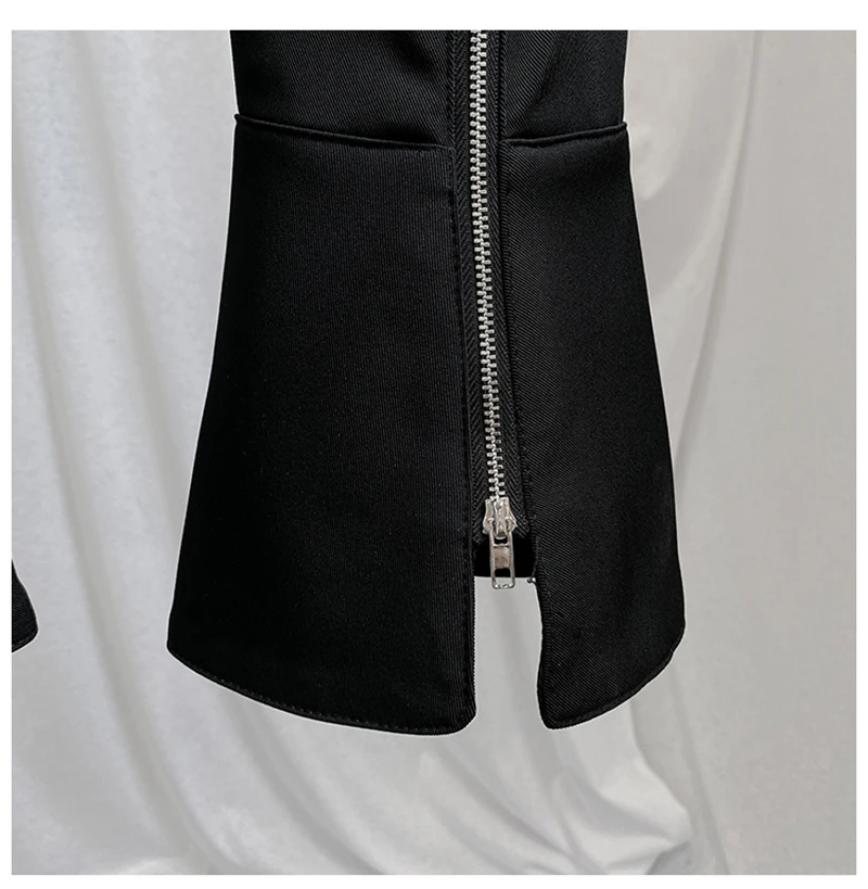 

[EAM] High Waist Black Brief Zipper Long Harem Trousers New Loose Fit Pants Women Fashion Tide Spring Autumn 2021 1DC954