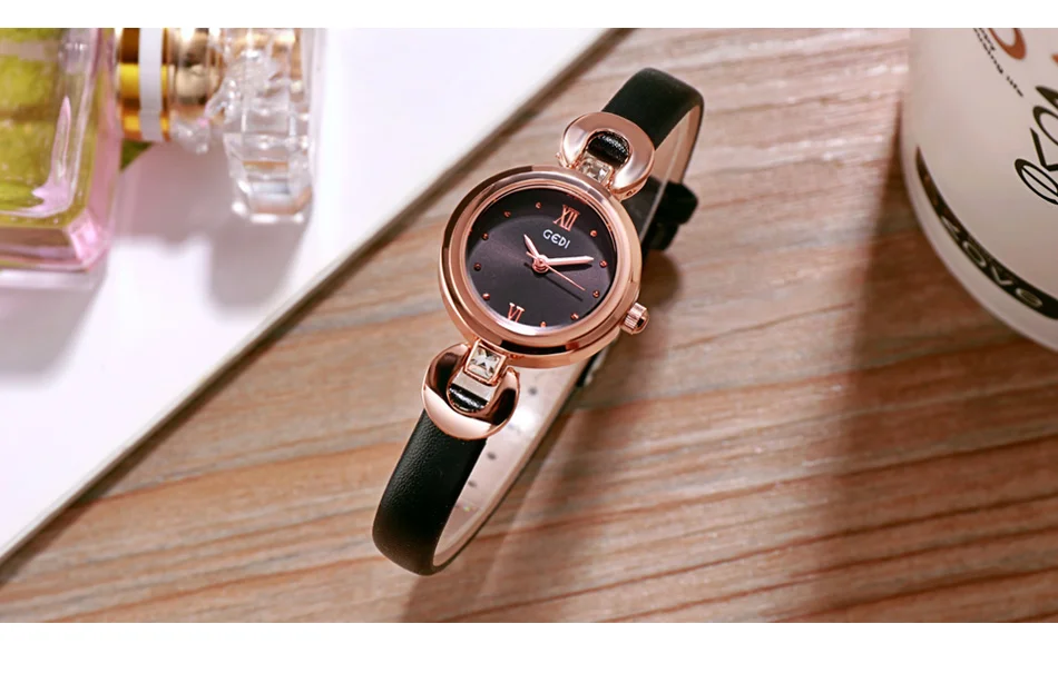 Relogio Feminino GEDI 8 мм ультратонкие женские кварцевые часы Лакшери модные часы Montre Femme женские элегантные часы браслет подарок
