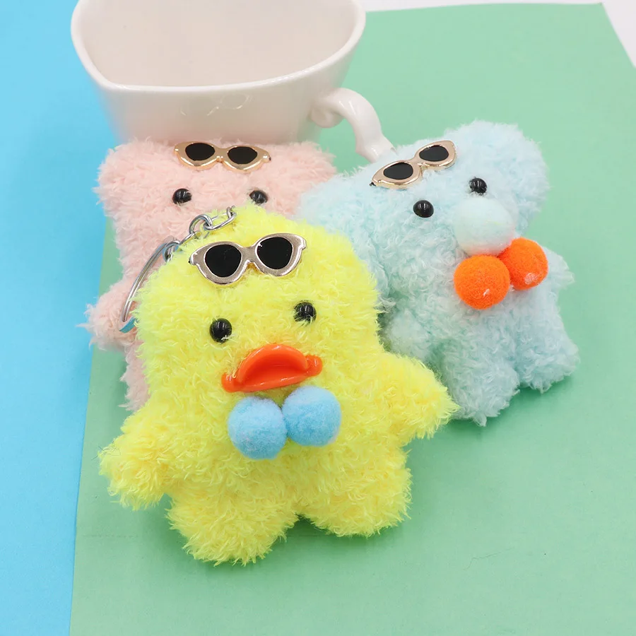 

fashione New imitation lamb wool Little yellow duck bear creative Cartoon Plush Bag Keychain couple birthday gift