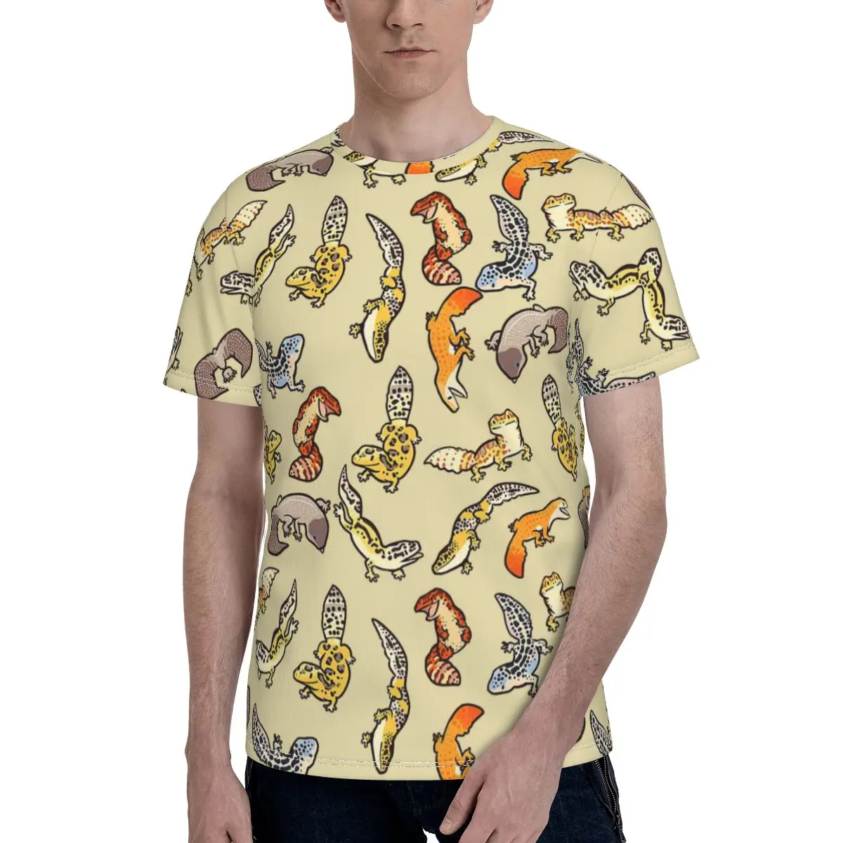 Chub-Camiseta de leopardo para bebés Gecko, camisa con estampado de animales, de poliéster, a la moda, de manga corta, de verano, grande