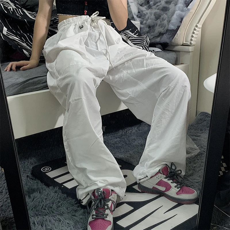 

Cargo Pants Women's Korean INS Street Multi-Pocket Casual Pants White Wild Bf Wind Wide-Leg Pants Trousers Trousers