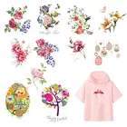 Термонаклейки для детской одежды, в полоску, с изображением животных, цветов, футболки, термо-Стикеры для одежды
