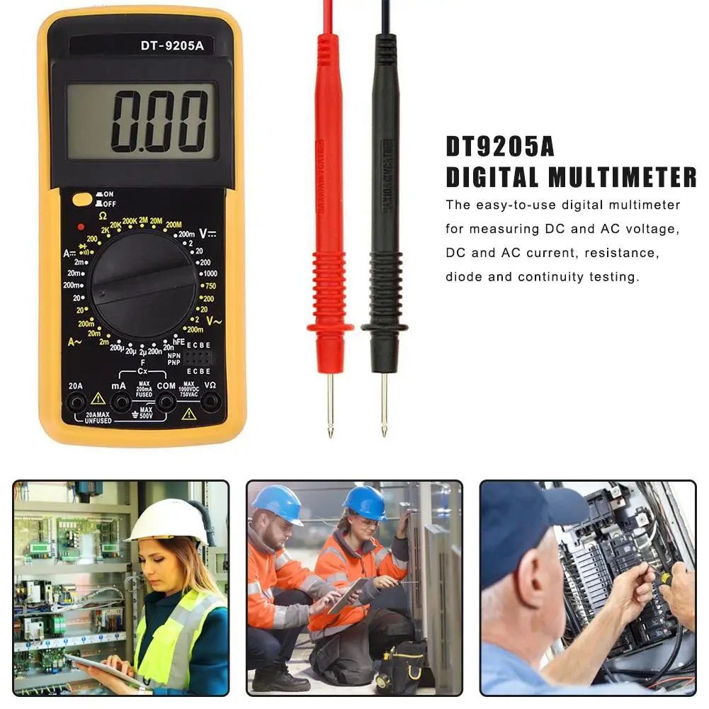 

DT9205A Digital Multimeter AC DC Digital Tester With LCD Display Capacitance Measure Multifunctional Handheld Portable Voltmeter