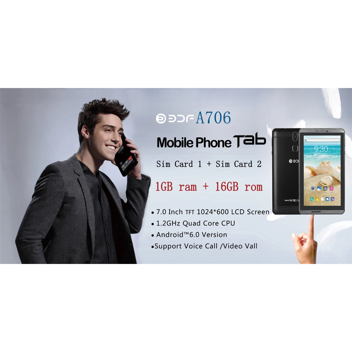 Новый 7-дюймовый планшетный ПК Android 6 0 Google Market 3G телефонные звонки две SIM-карты