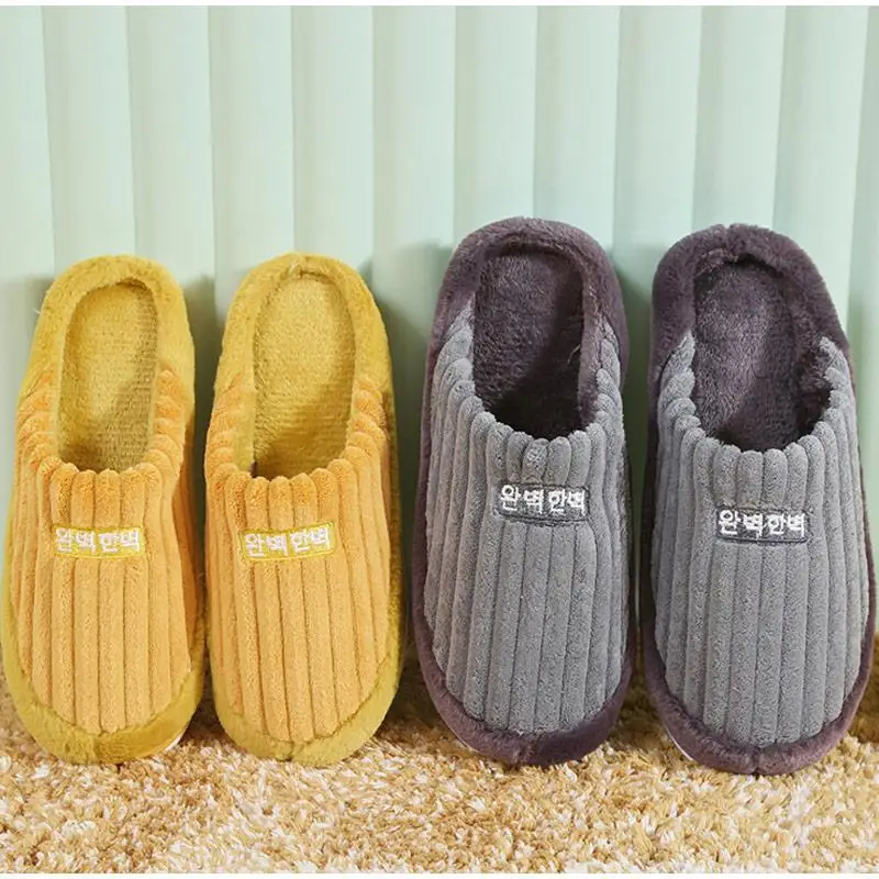 

Warm Fur Women Home Slipper Men Couples House Non-slip Soft Shoes Flat Heel House Indoor Slippers Bedroom Zapatillas Casa Mujer