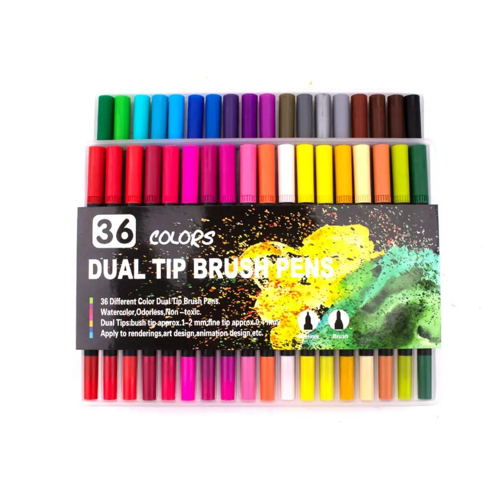 36 Colors Black Fineliner акварельные кисти маркеры двойной кончик для рисования для bullet Journal Manga 12 24 36 48 60 72 100 120 цветов Акварельная кисть - Цвет: 36 Colors Black