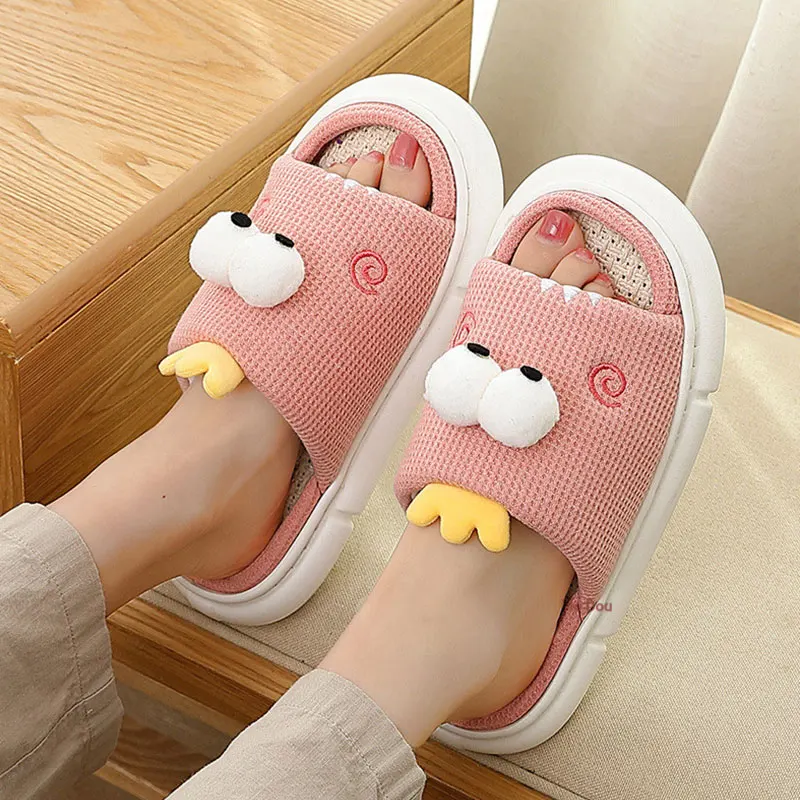 Mo Доу Всесезонные тапочки Милая домашняя обувь Женские и мужские спальня