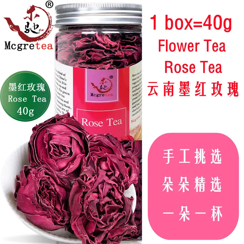 

Mcgretea 40g China Natural Roses Flower Tea Chinese Organic Red Rose Healthy Tea Dried Flowers Buds Yunnan Mo Hong Rose Tea