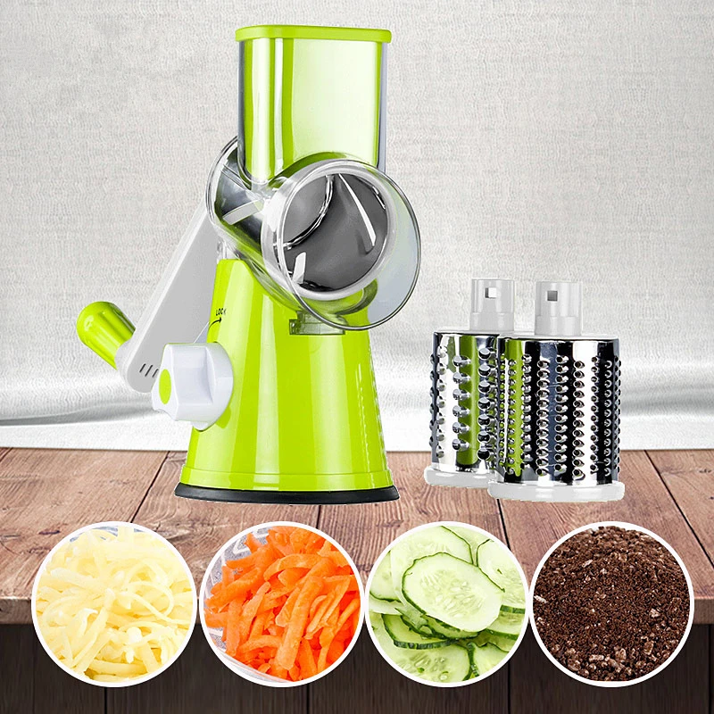 

Manual Vegetable Cutter Round Mandoline Slicer Onion Potato Carrot Grater With 3 Chopper Blades Kitchen Accessories Gadgets Tool