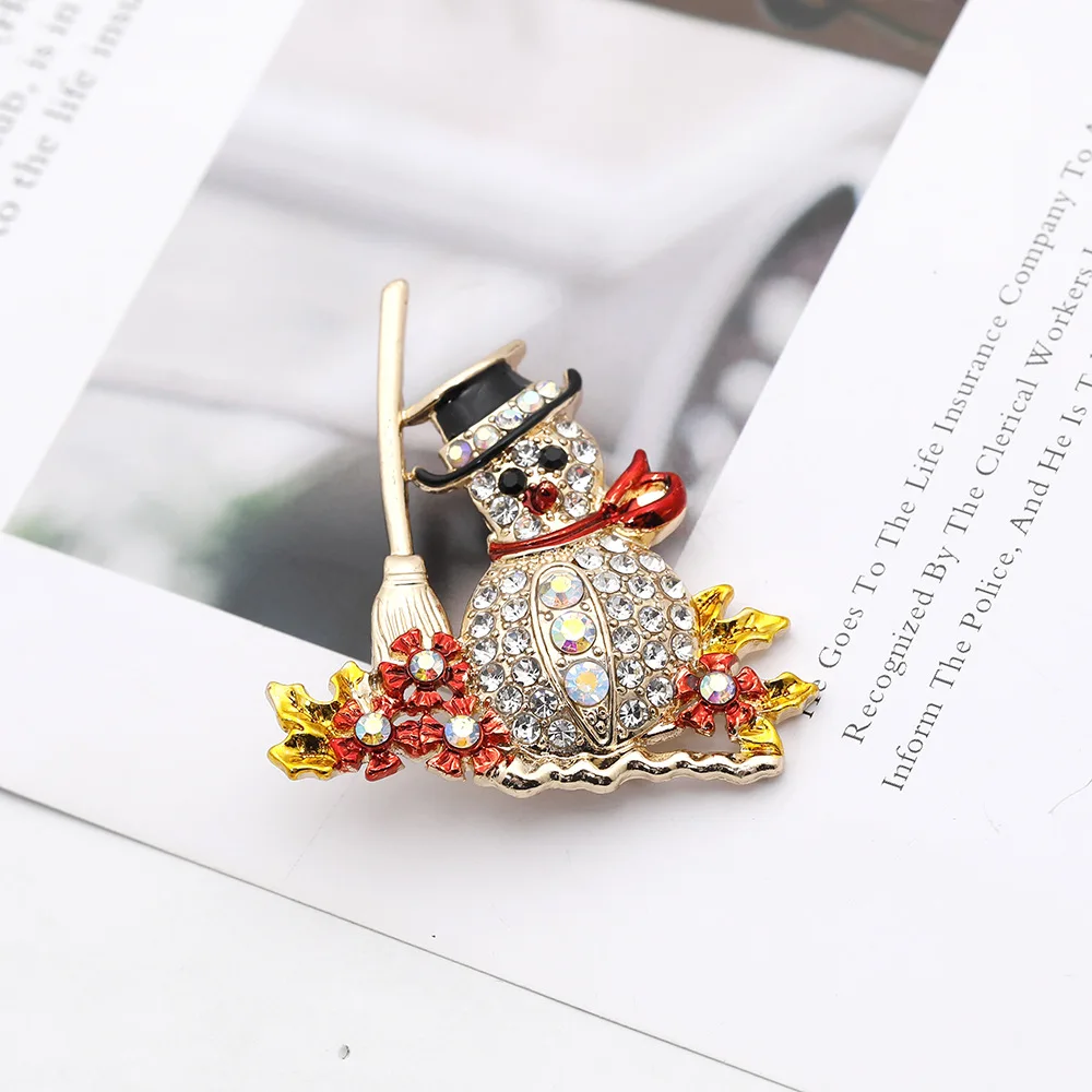 Новая модная Рождественская Брошь Стразы эмалевые Броши с колокольчиком Санта