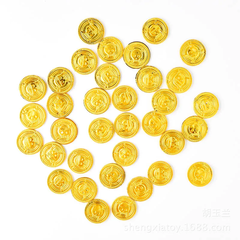 

50pcs plastic Pirate gold coin Halloween kids birthday party decoration fake gold treasure party supplies gift kids favor