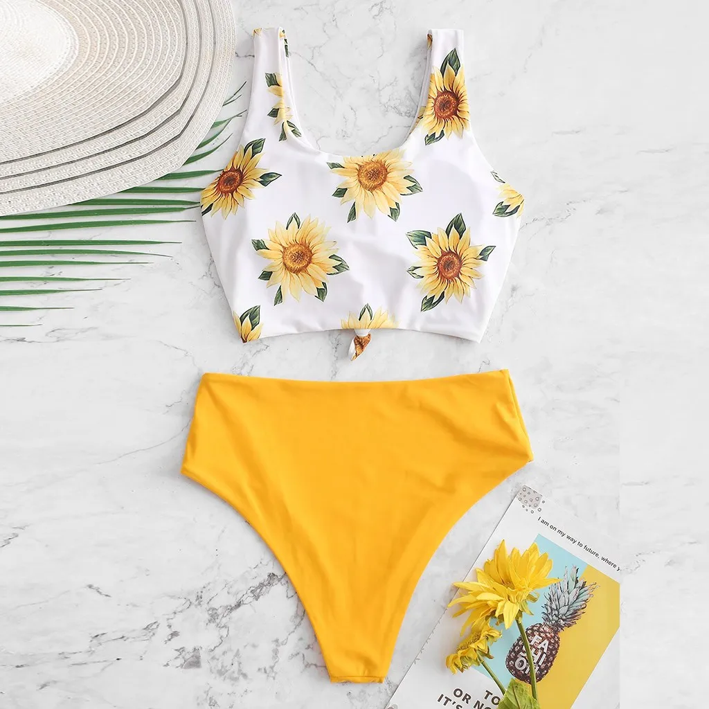 

Bikinis 2020 Mujer Sexy Swimwear Women Falbala High Waisted Bikini Set Push-up Swimsuit Bathing Biquini