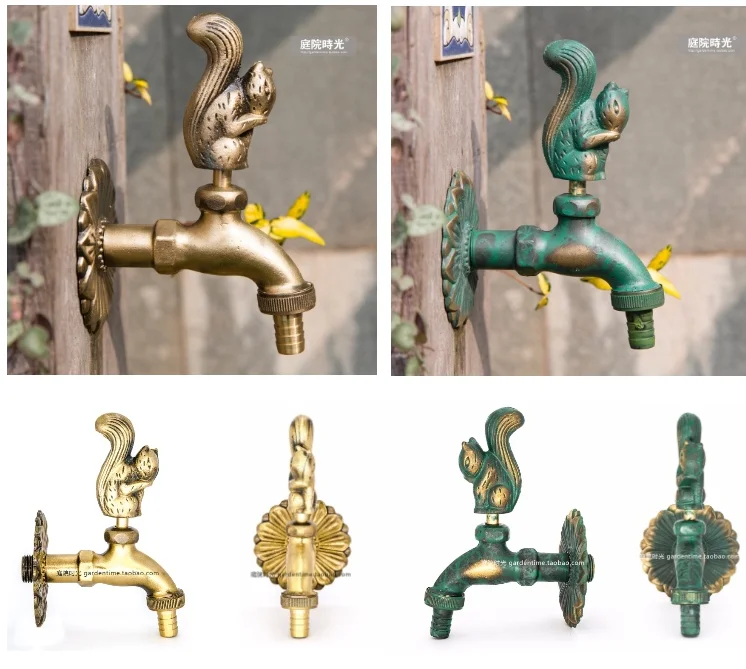 outdoor garden faucet animal shape Bibcock antique brass Fat cat tap for washing mop/Garden watering Animal faucet