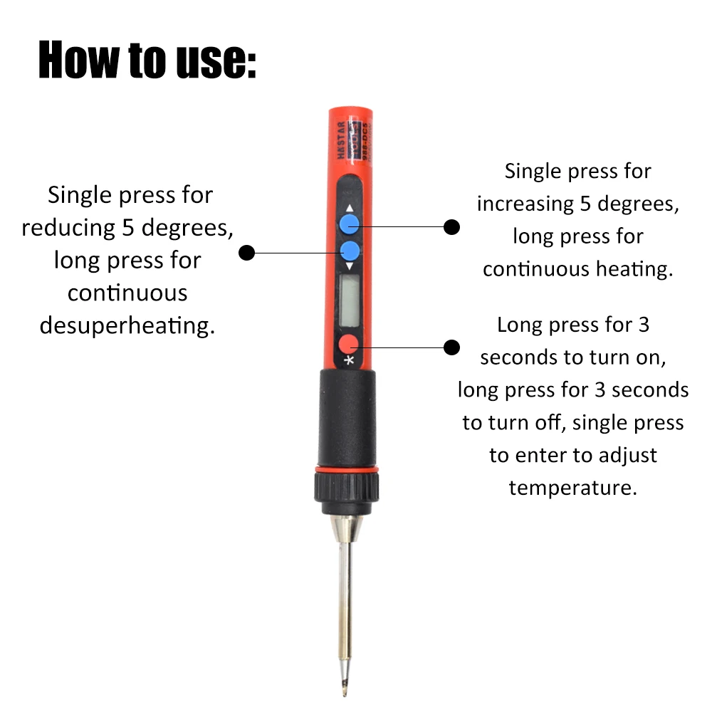 Мини Портативный цифровой дисплей USB Электрический паяльник Регулируемый