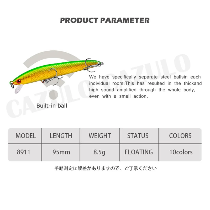 Minnow Fishing Lure Accesorios Weights 8.5g 95mm Floating Artificial Baits De Pesca Articulos Wobblers Trolling Pike Fish Leurre | Спорт и