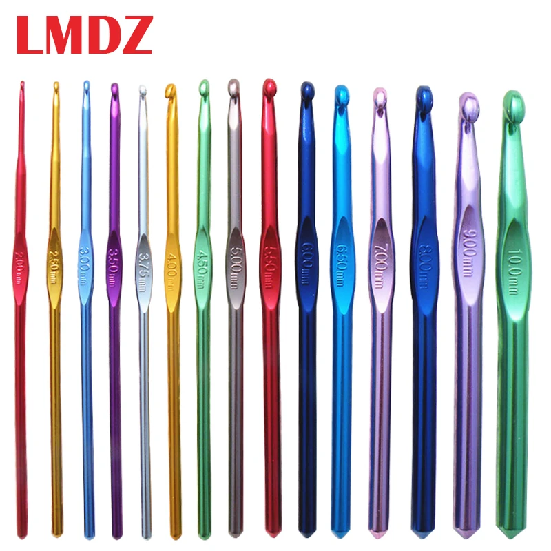 

LMDZ 15 Размеров, Алюминиевые крючки для вязания крючком, швейные иглы, спицы для вязания крючком, инструменты для вязания свитеров, 2-10 мм, спицы для вязания