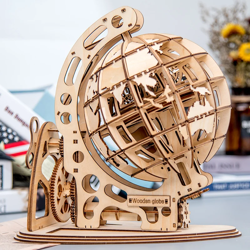 

new wooden 3D assembled creative DIY puzzle wooden mechanical transmission antique box model assembled toy gift 3d puzzles