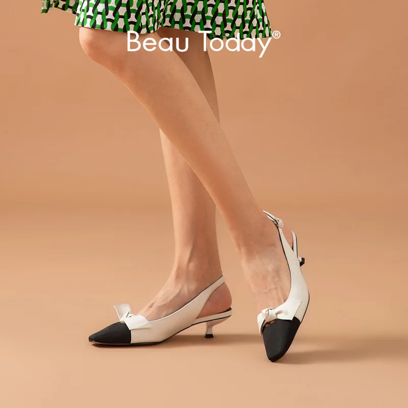 Женские сандалии из коровьей кожи BeauToday тканевые разноцветные туфли на среднем