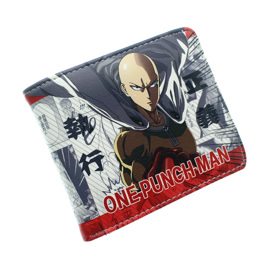 Аниме One Punch Man saitama кожаный кошелек для мальчиков и девочек на молнии с карманом для монет Короткий держатель для карт из искусственной кожи с мультяшным принтом