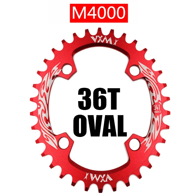 Велосипедная цепь VXM 96BCD 32T 34T 36T 38T MTB, узкая широкая цепь, овальная цепь, велосипедная шатунная пластина, запчасти для велосипеда - Цвет: Oval 96BCD 36T Red