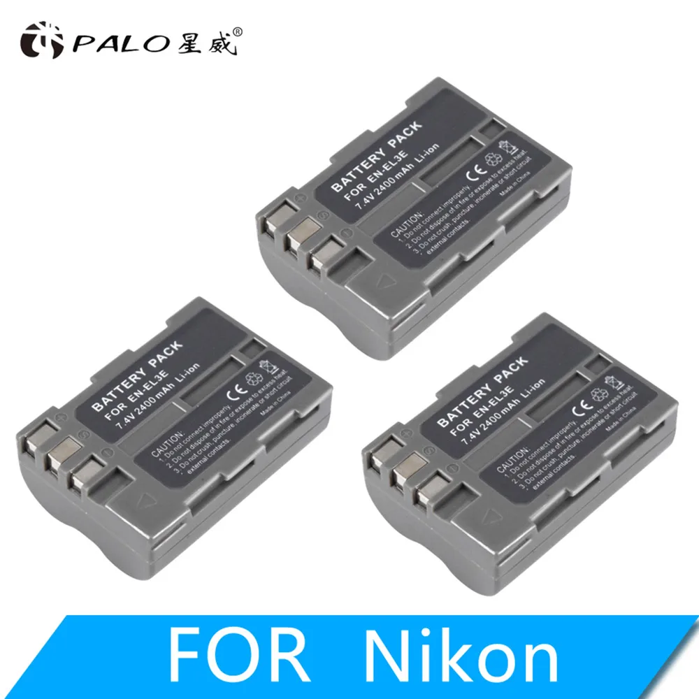 3PCS PALO 2400 мА/ч, EN-EL3E ENEL3E Камера Батарея пакет для Nikon D90 D80 D300 D300s D700 D200 D70 D50 D70s D100 D-100 D-300 D-70 D-90 - Цвет: 3PCS