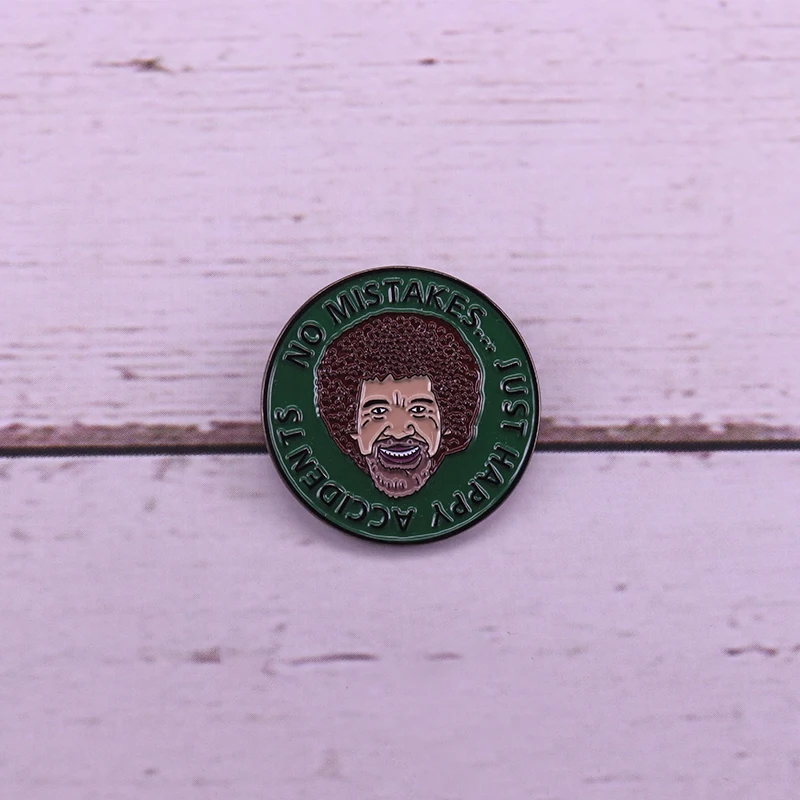 Эмалированная брошь с изображением Боба Росса|Броши| |