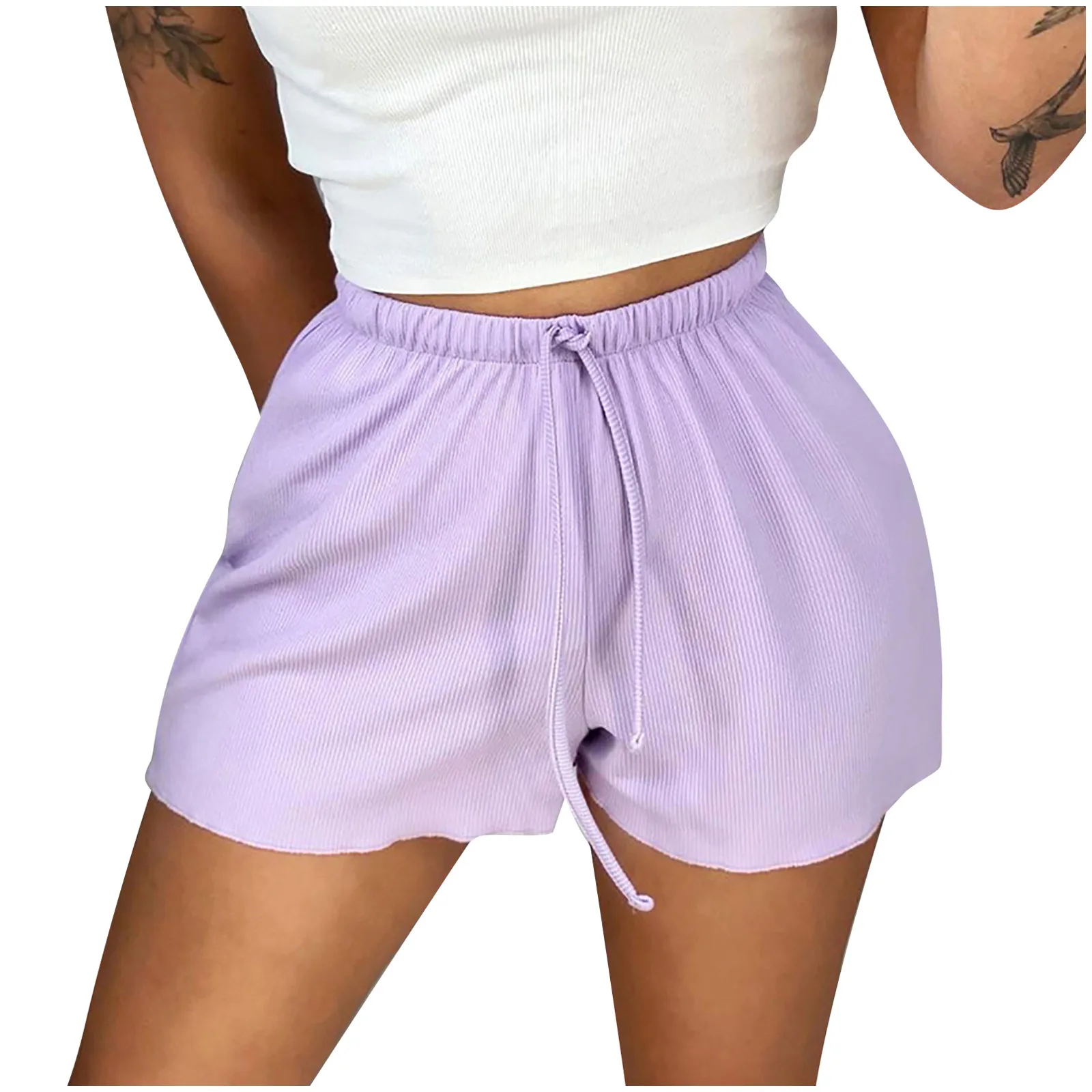 

2021 Ladies Simple Casual Pants Sports Yoga Running Solid Color Drawstring Shorts High Quality Loose Sport Shorts Dropshipping