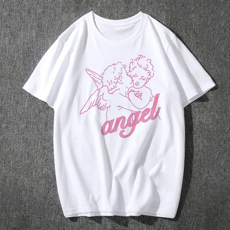 Футболка женская оверсайз с принтом Ангел уличная одежда в стиле Харадзюку