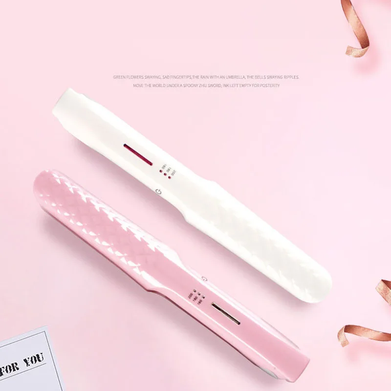 USB Rechargeable 2 in 1 Ceramic Hair Curler Straightener Mini Portable Straightening Iron Curl Tools For Travel | Красота и здоровье