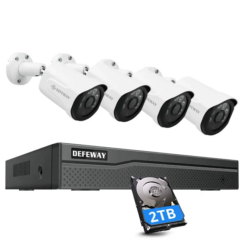 DEFEWAY видеонаблюдение PoE Комплект 4 шт. 2.0MP ip-камера 8CH/4CH 1080P HD NVR наружная система видеонаблюдения комплект видеонаблюдения