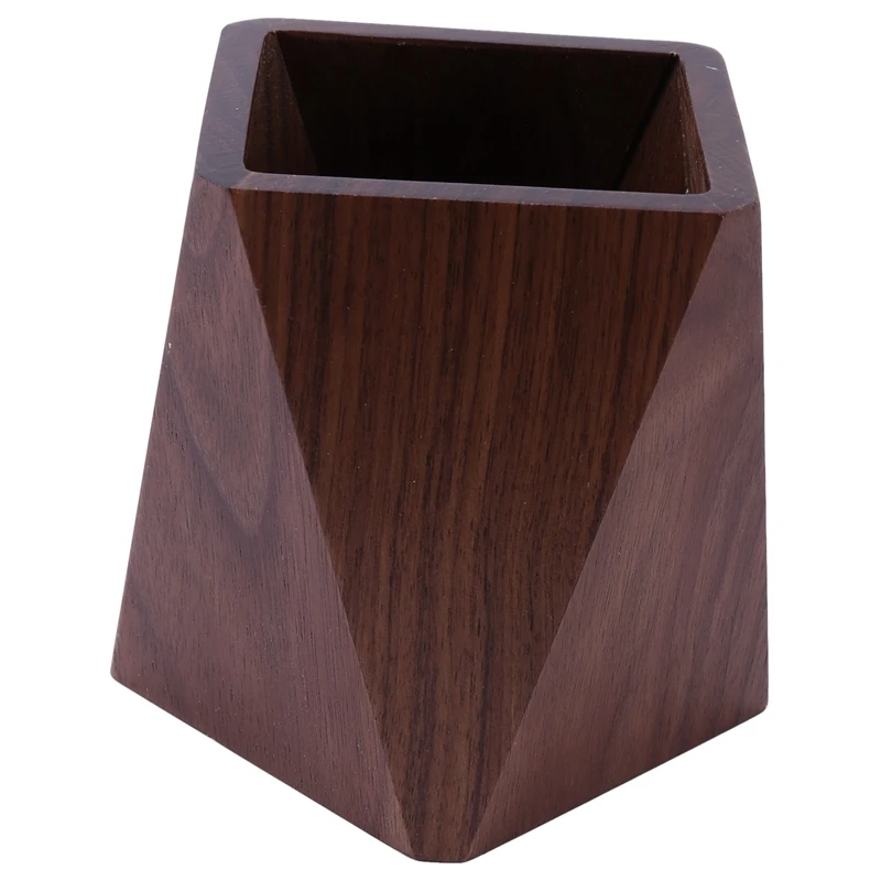 

NEW-Bamboo Wood Desktop Pen Holder Geometric Multifunctional Pencil Cup Desktop Storage Rack