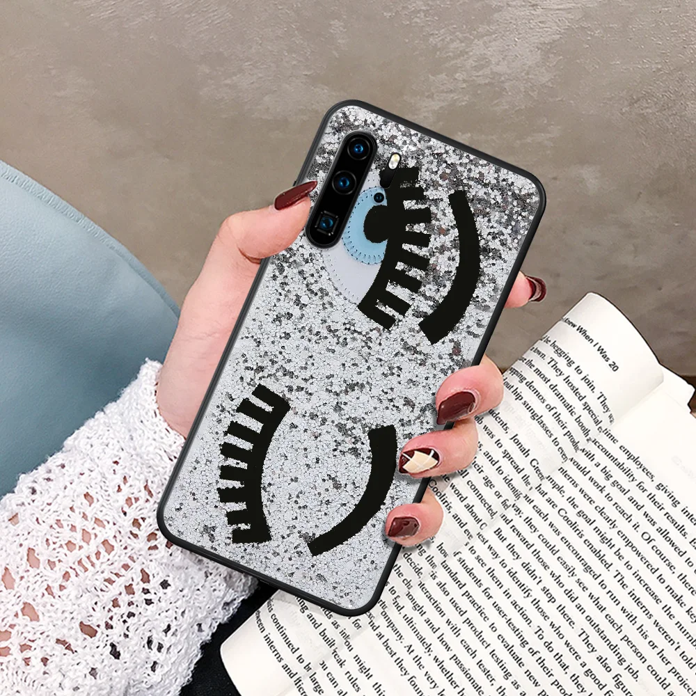 

Hot Chiara Ferragni Eyes Phone Case For Huawei P Mate Smart 10 20 30 40 Lite Z 2019 Pro black Waterproof Painting Cover Trend