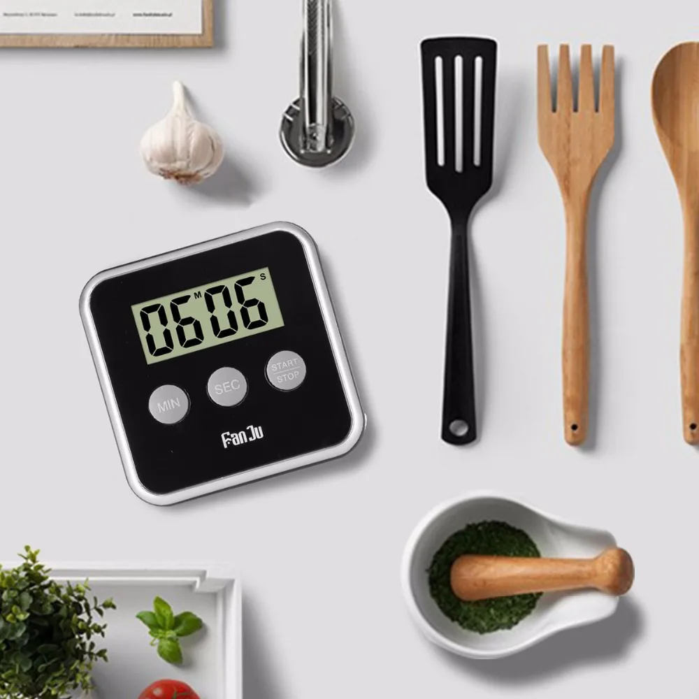 FanJu FJ231 кухонные часы с цифровым ЖК дисплеем настольные обратный отсчет