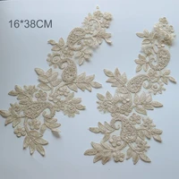 1pair beaded embroidered lace appliques for wedding dresses rhinestone lace applique patches embroidery lace parches ropa