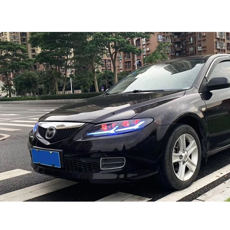 VLAND завод для автомобильных фар для мазда6 2003 2005 2010 светодиодный головной фонарь и поворотная лампа с движущимся сигналом+ Play and Plug+ DRL