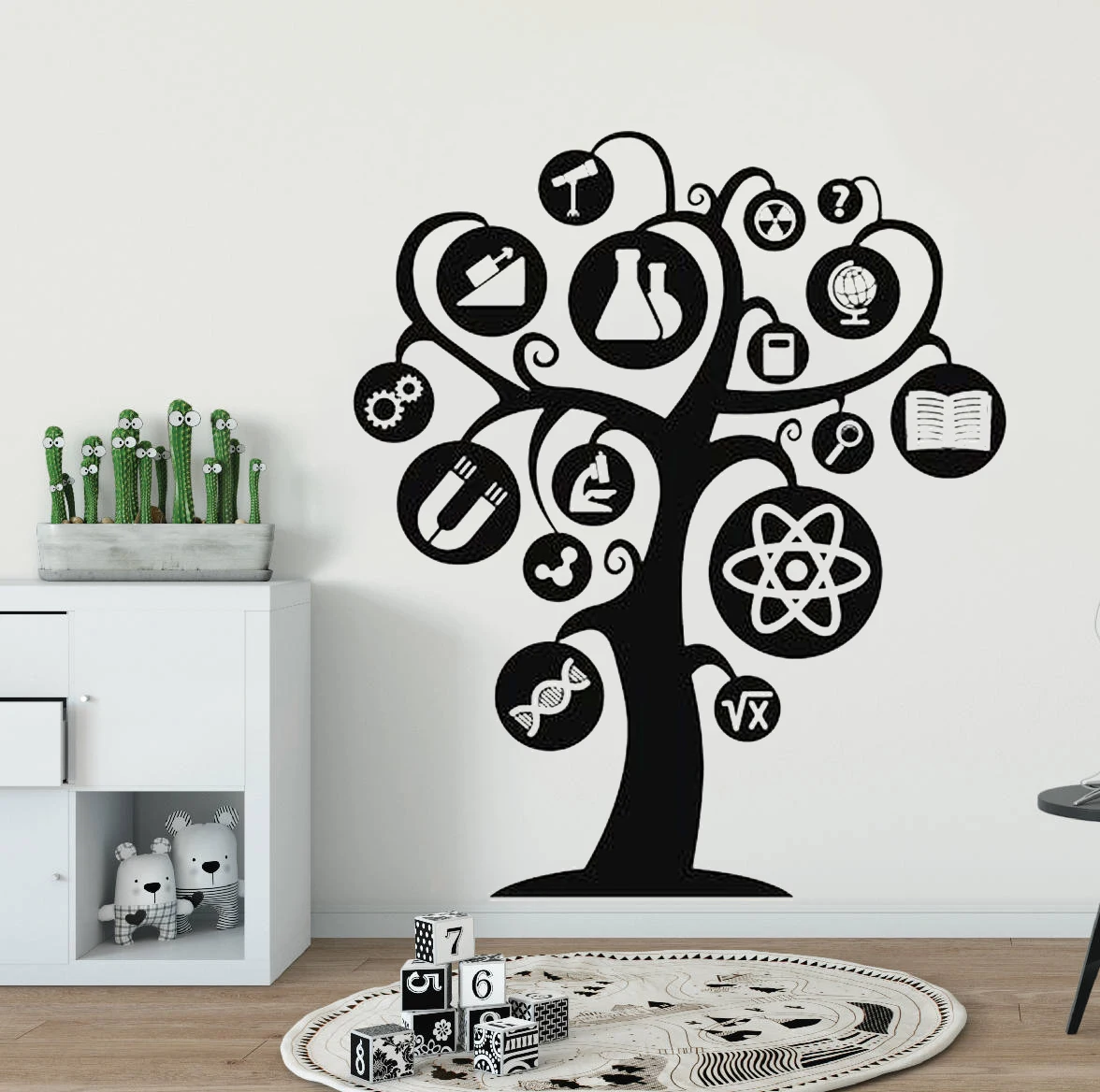 Виниловая наклейка на стену с изображением знающего дерева украшение научная
