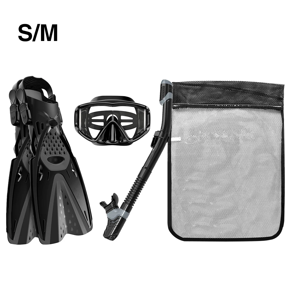 

Easy Use Silicone Fog Proof For Adults Durable Anti Permeation Snorkel Set Diving Gear Waterproof Professional Full Dry Flippers