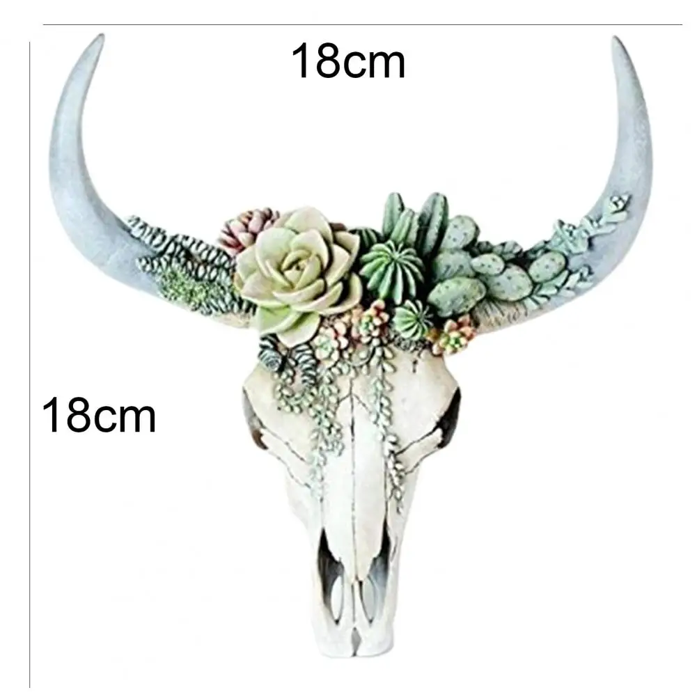 

Wall Ornament Beautiful Decorative Resin Succulent/Flower Cow Skull Hanging Pendant for Room Succulents Wall Decoration