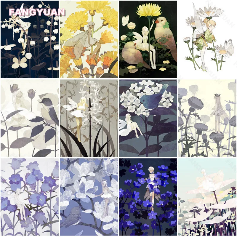 

Diamond Painting Kit Butterfly Girl Flowers Birds Cross Stitch Kits 5D Diy Diamond Mosaic Full Diamond Embroidery Needlework