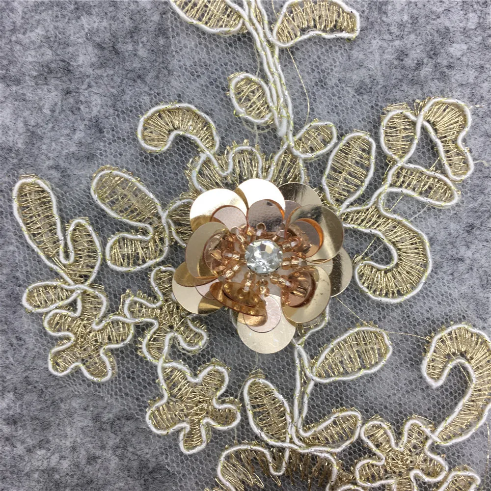 Кружевная ткань высокого качества 3D Цветочная аппликация воротник с вырезом