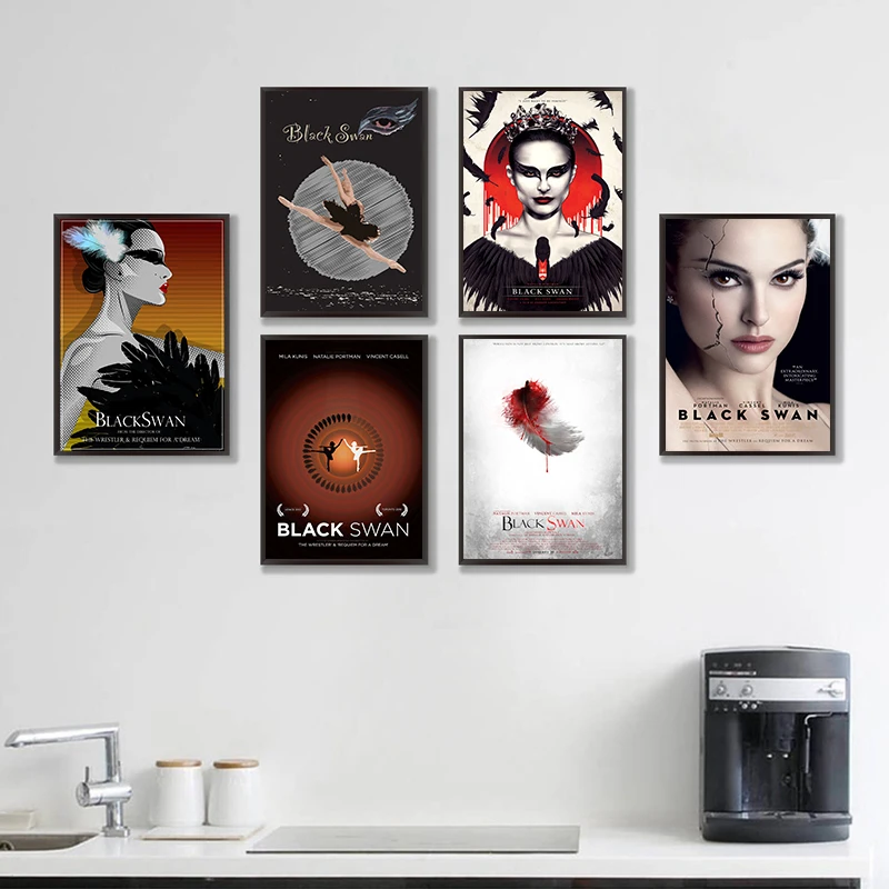 Настенная картина с принтом черного лебедя в скандинавском стиле