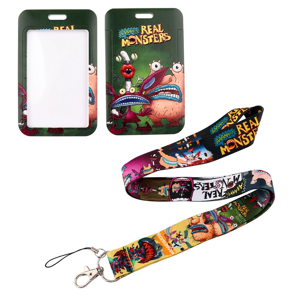 

FD0857 Cartoons Three Monsters Friends Lanyard Bus ID Credit Card Cover Badge Holder Neck Strap Phone Rope Lariat Keychains Gift