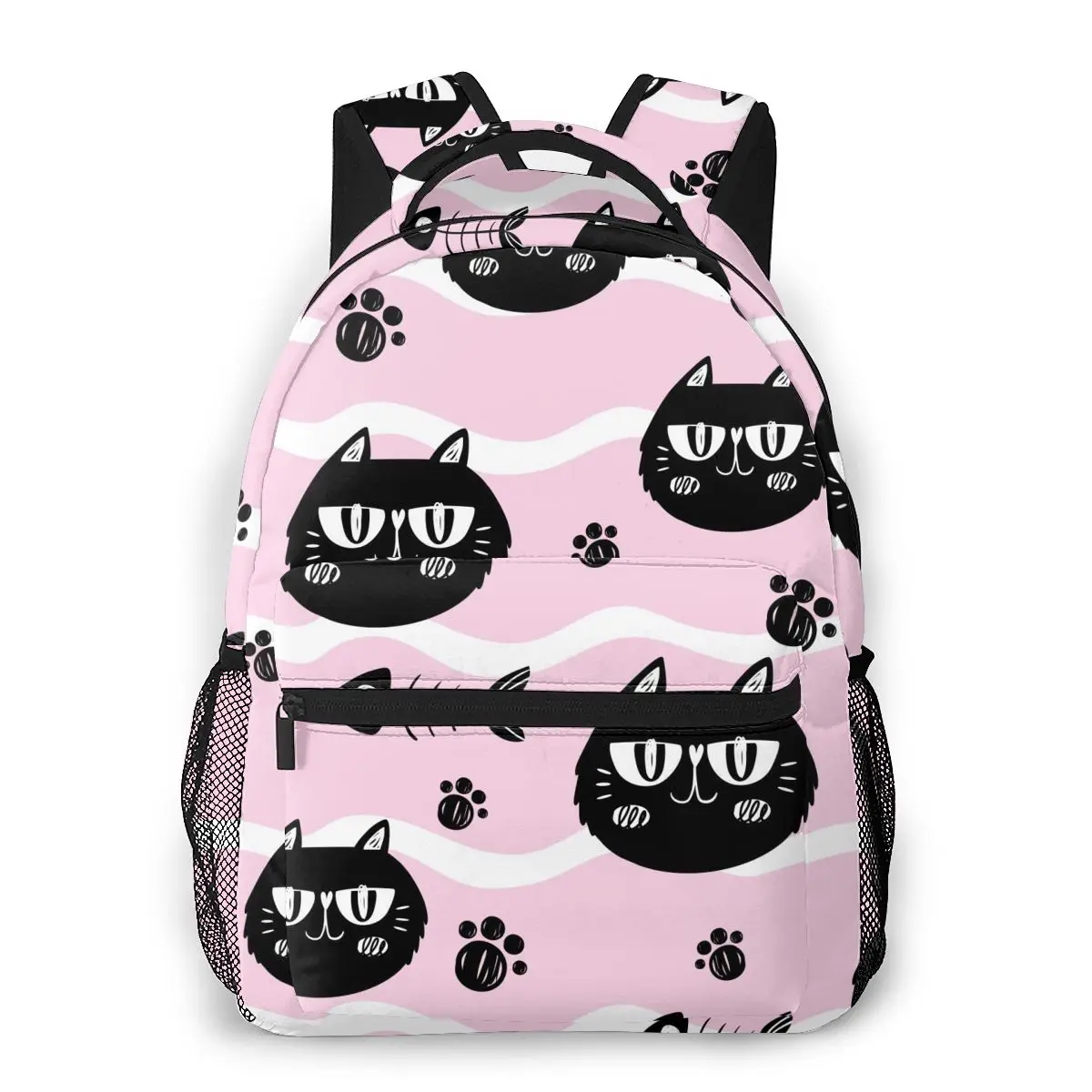 

Women Backpack with Multiple Using Women Backpacks Cats Fishbones Pink Female School Bag Girls Travel Bag